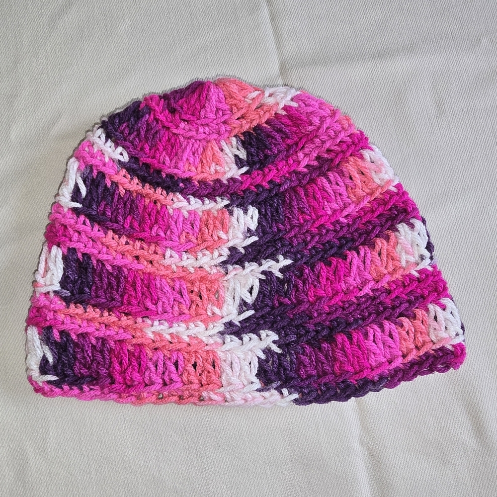 Pink and purple crochet beanie crochet beanieseason - Picture 2 of 7